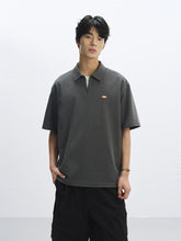 Men's Waffle-Knit Polo Shirt with Label